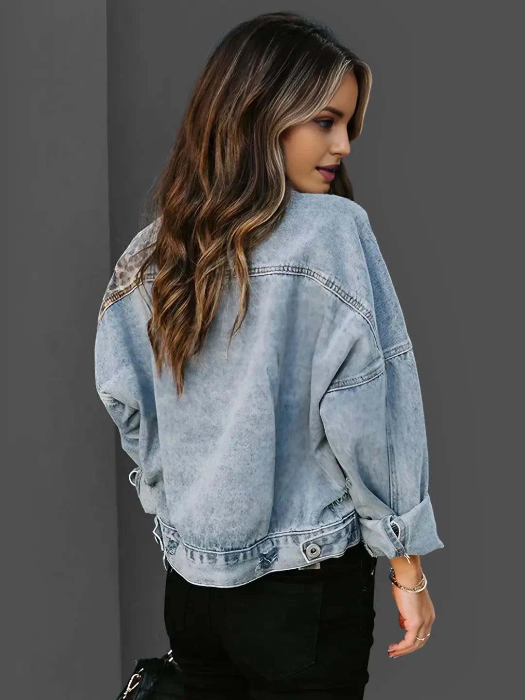 Drune | Leopardenakzent Denimjacke Kühn und Stilvoll