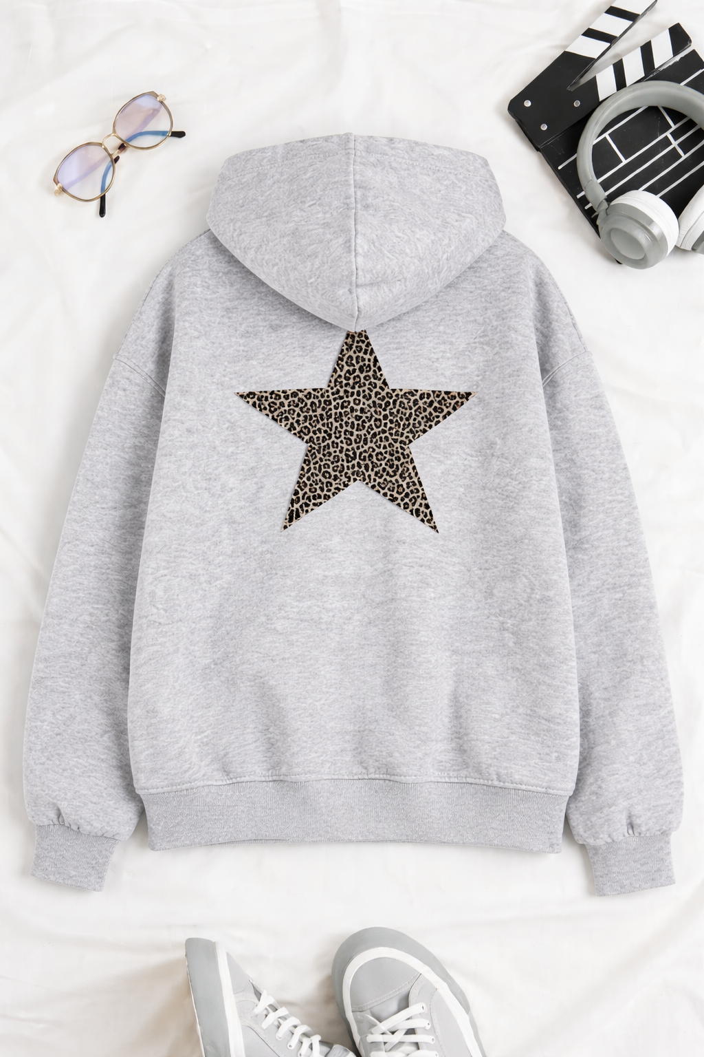 Damen Hoodie mit großem Leoprint-Sternmotiv Drune