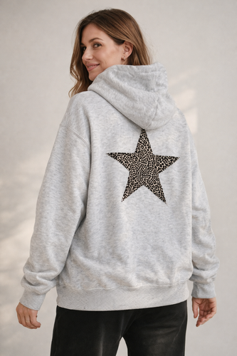 Damen Hoodie mit großem Leoprint-Sternmotiv Drune