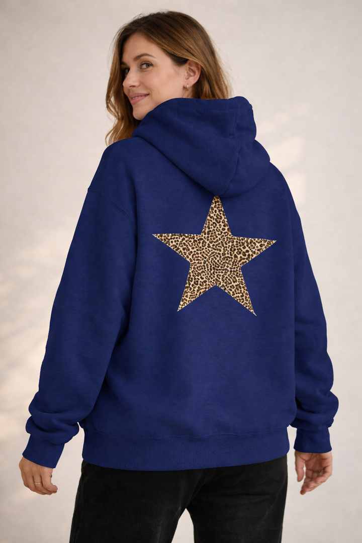 Damen Hoodie mit großem Leoprint-Sternmotiv Drune