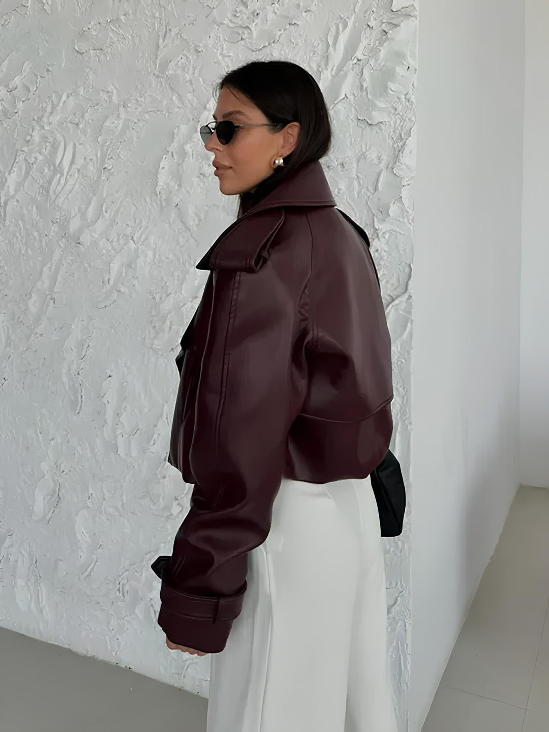 Drune | Kunstleder Biker Burgunder Damen