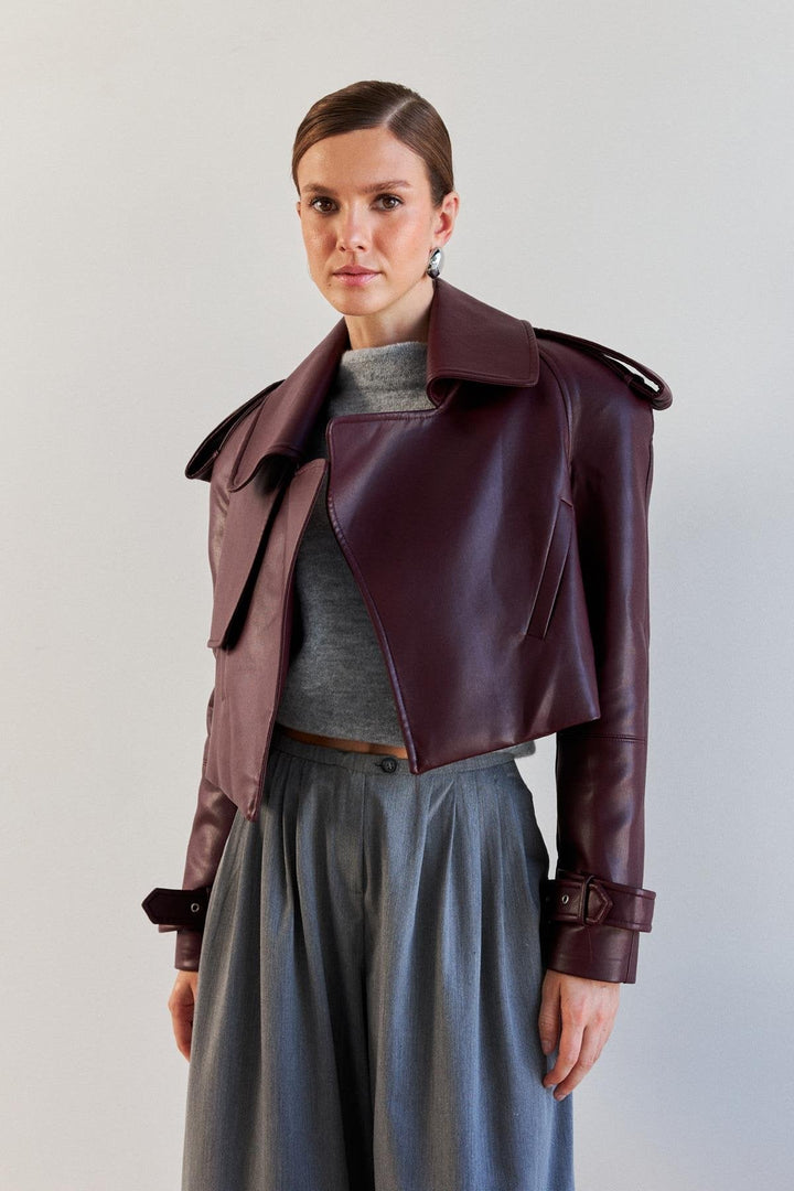 Drune | Kunstleder Biker Burgunder Damen