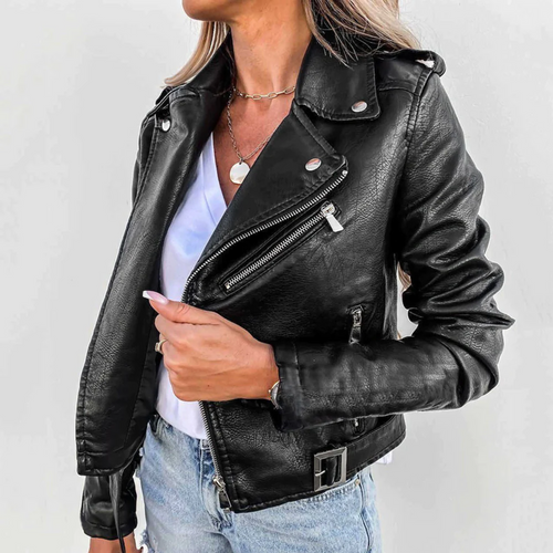 Drune | Slim Fit Gürtel Bikerjacke für Damen