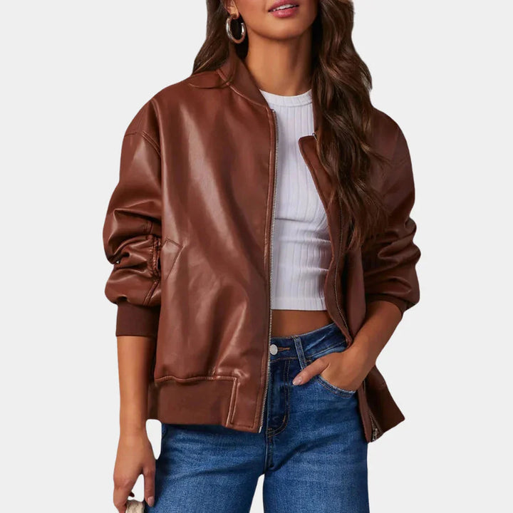 Drune | Damenjacke Übergröße Zip up Bomberjacke Bikerjacke