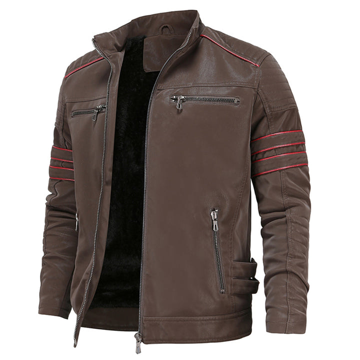 Drune | Zip-Up Kunstleder Bikerjacke Leder Herrenjacke