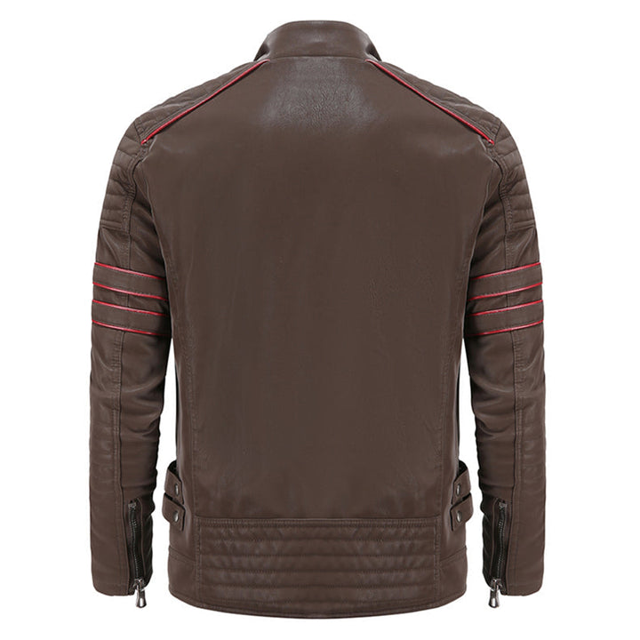Drune | Zip-Up Kunstleder Bikerjacke Leder Herrenjacke