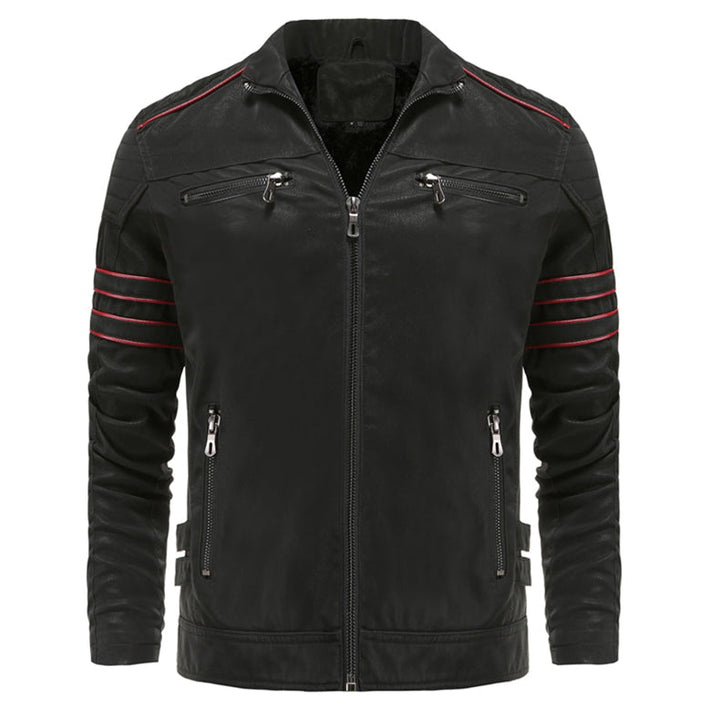 Drune | Zip-Up Kunstleder Bikerjacke Leder Herrenjacke
