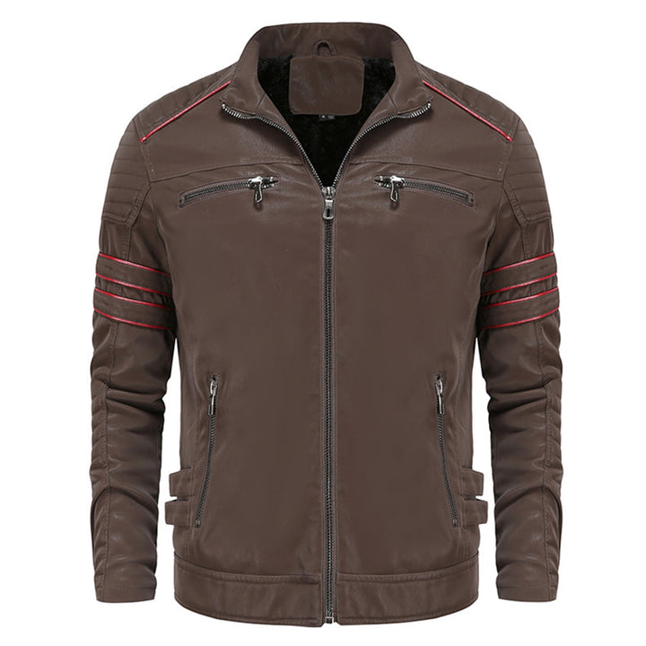 Drune | Zip-Up Kunstleder Bikerjacke Leder Herrenjacke