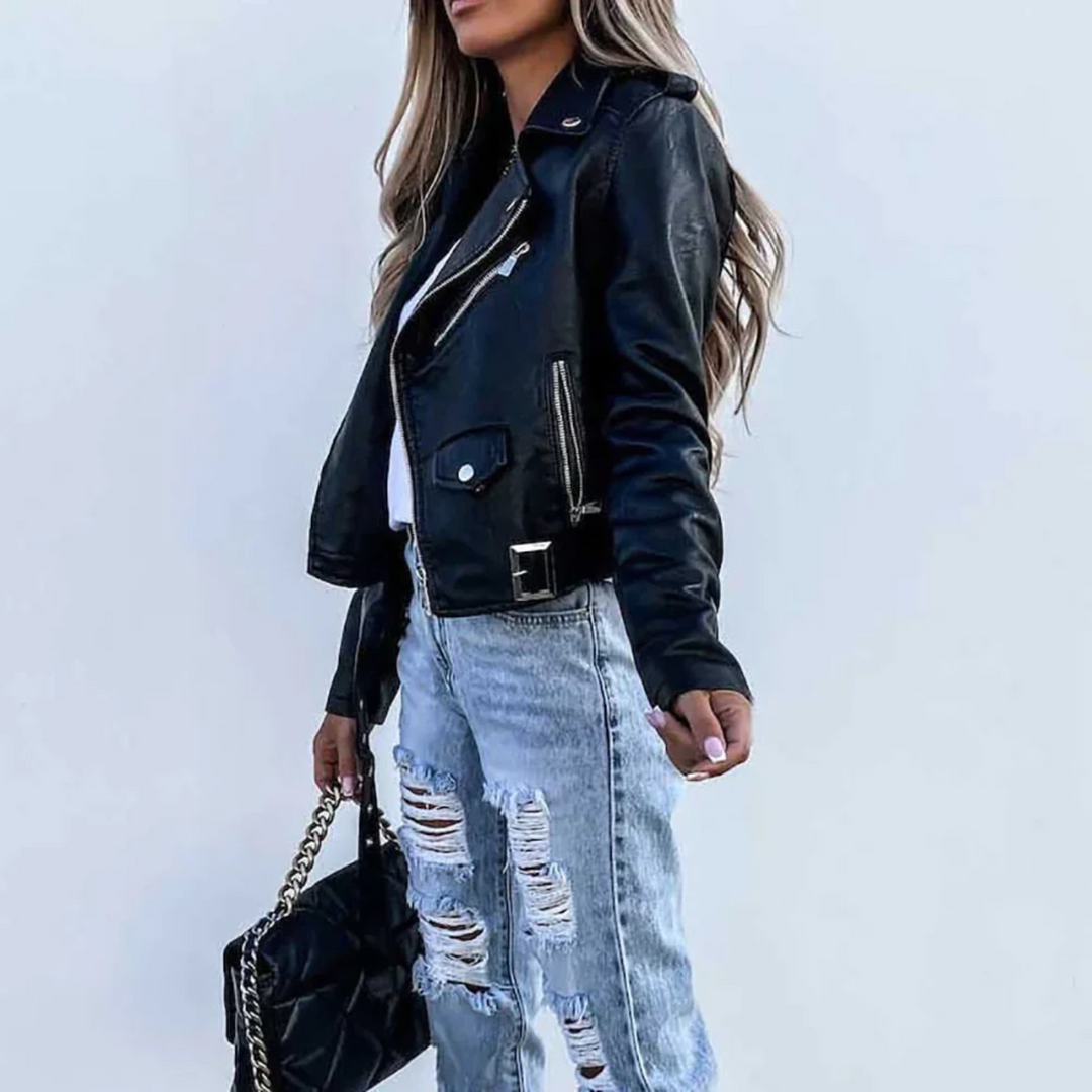 Drune | Enganliegende Lederjacke Für Damen - Perfekt für Legere Tage