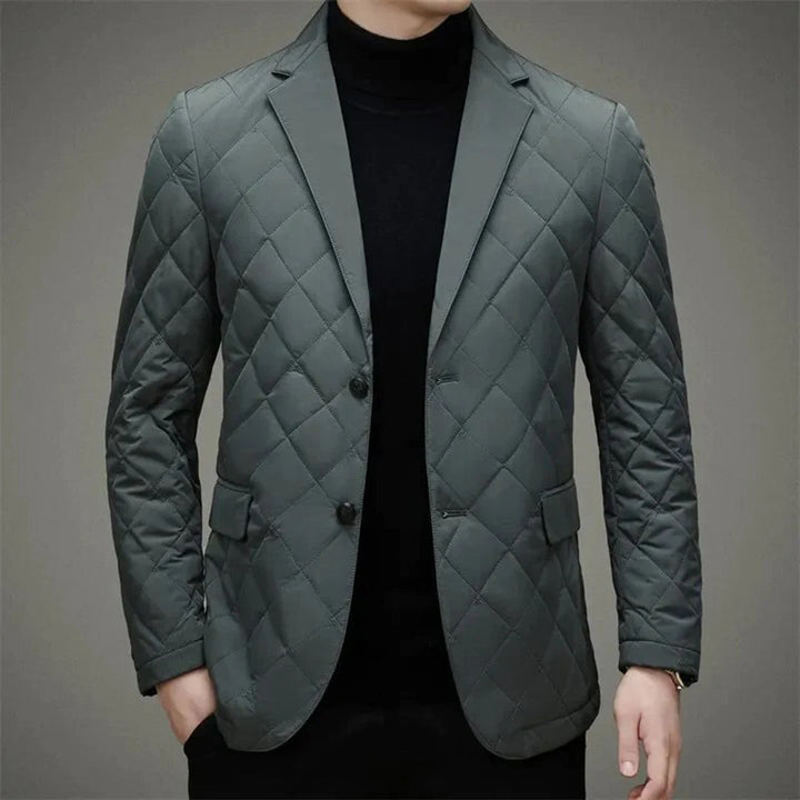 Drune | Steppjacke Slim Fit Rautenmuster Knopfverschluss Reverskragen