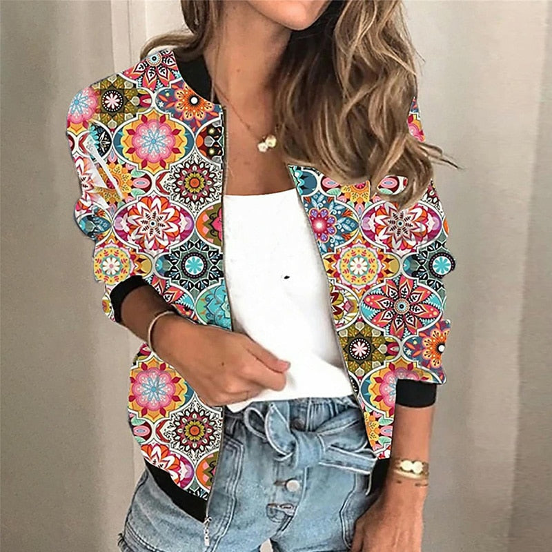 Drune | Jacke Herbst Weinlese Blumenmuster Weiblich Casual Jacke