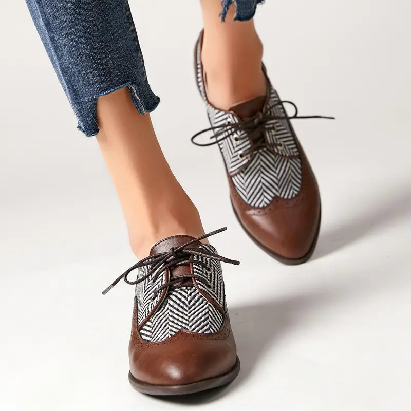 Drune | Gestreifte Schnürschuhe Aus Leder Für Damen