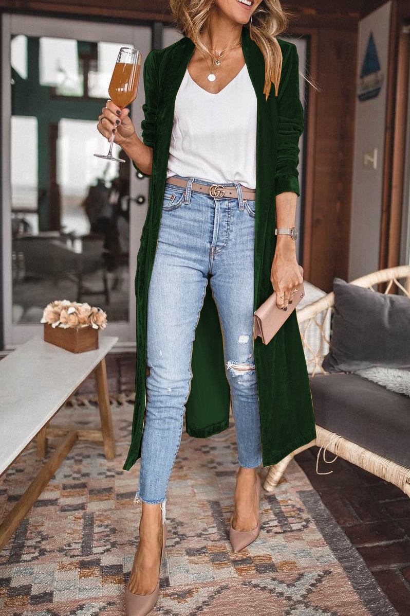 Drune | Damen Samt Cardigan mit Langen Ärmeln