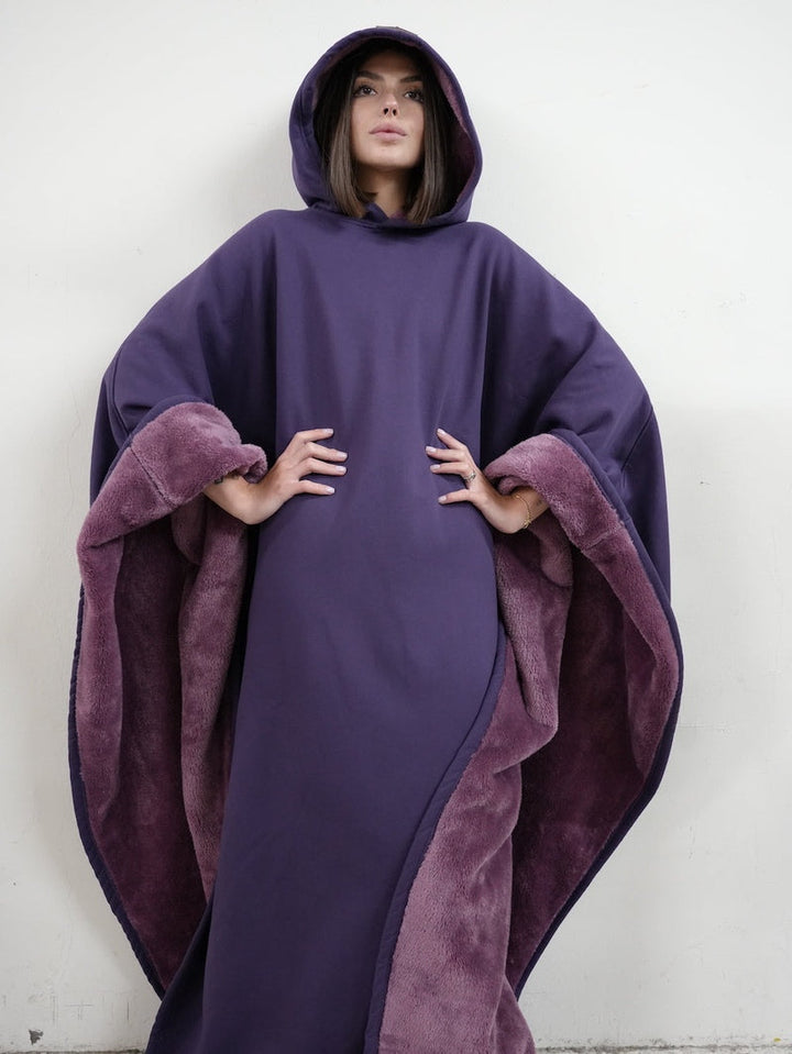 Drune | Luxuriöser Fleece-Poncho mit Kapuze für ultimativen Komfort