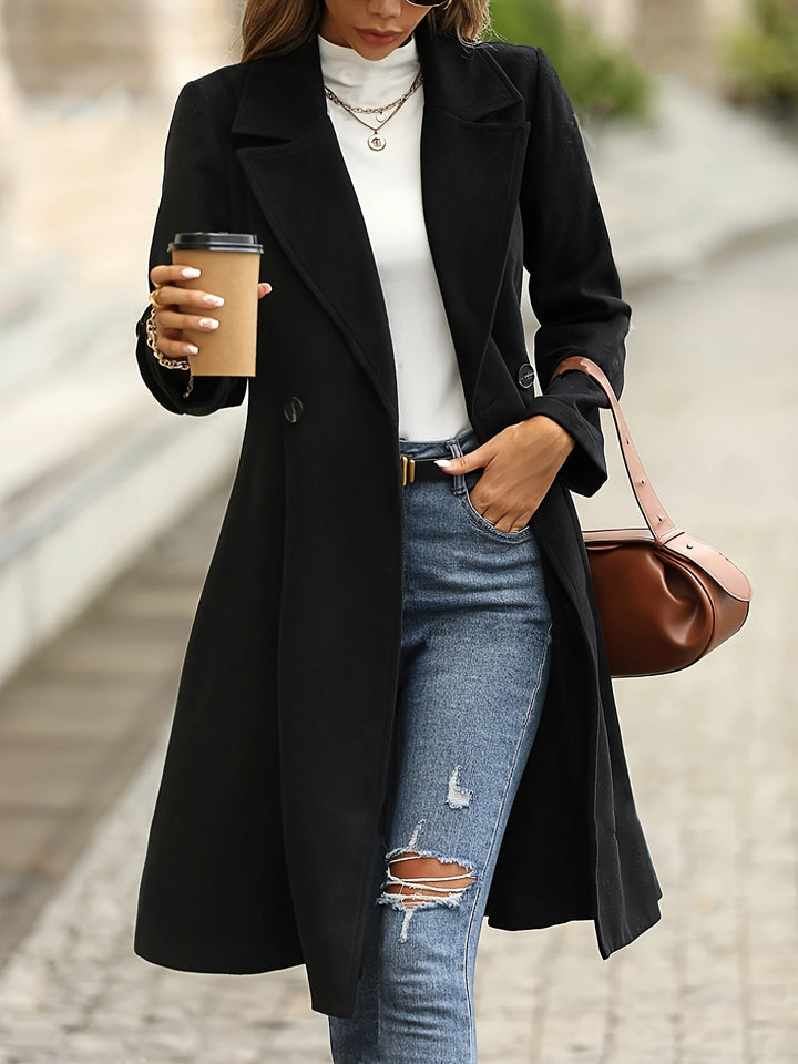 Drune | Eleganter Schwarzer Flare-Mantel für zeitlosen Stil