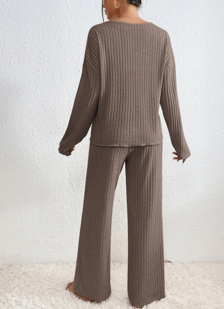 Drune | Gemütliches Gestricktes V-Ausschnitt Set Für Stilvollen Komfort