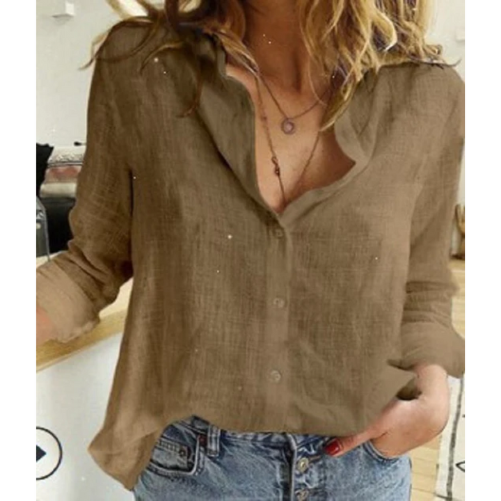 Drune | Damen Leinenbluse mit Knöpfen