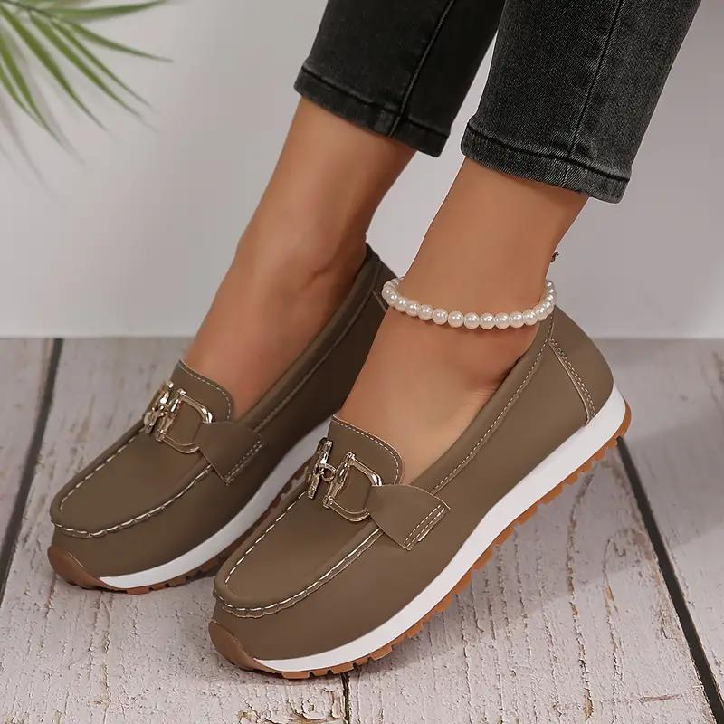 Drune | Metallische Schnalle Slip On Wanderschuhe Damenschuhe
