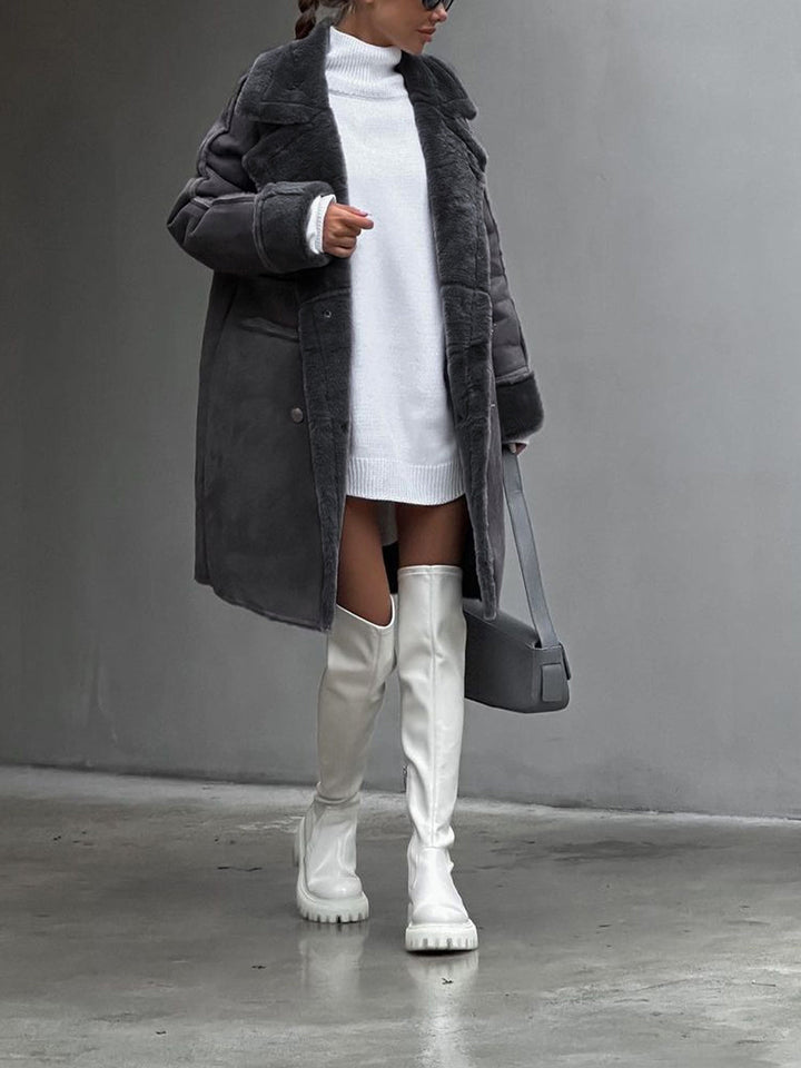 Drune | Langer Polarfleece-Mantel für Frauen - Winter-Essential