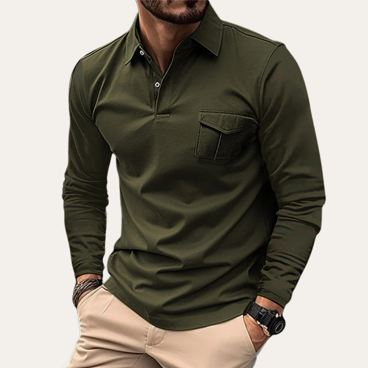 Drune | Langarm-Polo-Shirt für Männer - Zeitloses Design