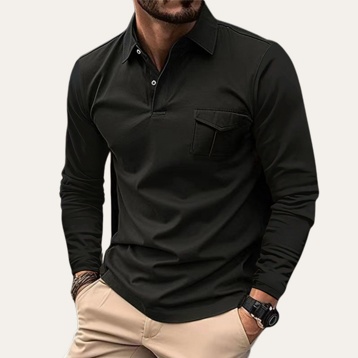 Drune | Langarm-Polo-Shirt für Männer - Zeitloses Design