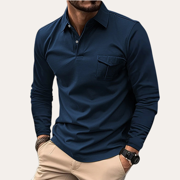 Drune | Langarm-Polo-Shirt für Männer - Zeitloses Design