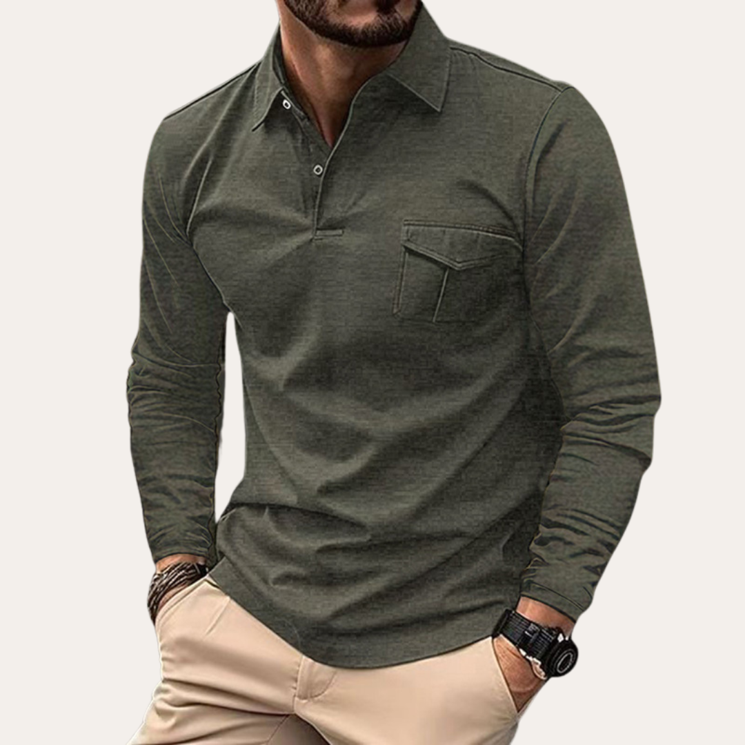Drune | Langarm-Polo-Shirt für Männer - Zeitloses Design