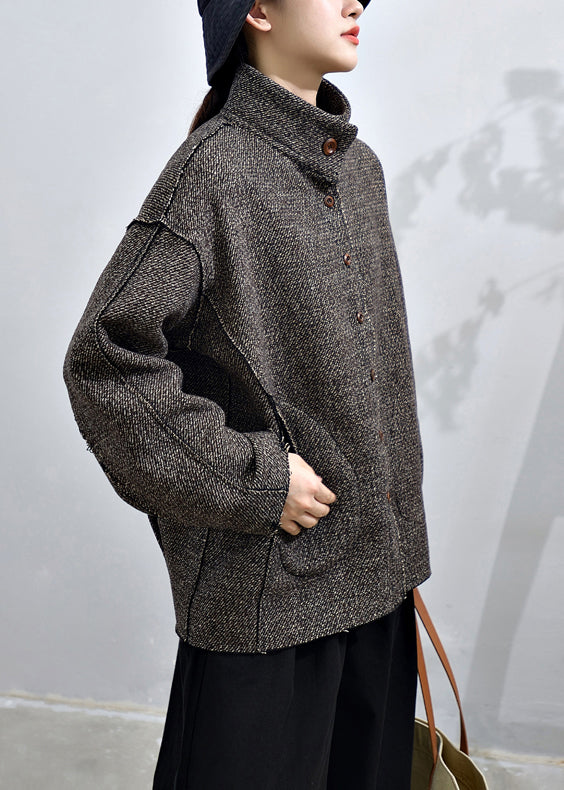Drune | Dunkelgrauer Mantel mit Knöpfen und Taschendetails