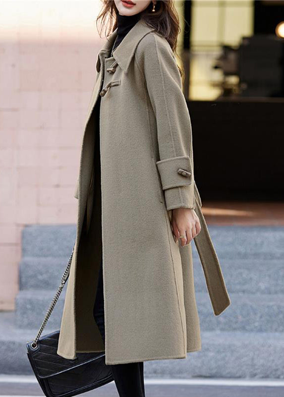 Drune | Khaki Button-Taschen Patchwork Kaschmir Mäntel Langarm
