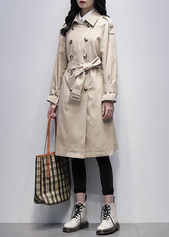 Drune | khaki Plus Size Trenchcoat Arbeit Eingeschnittene gebundene Taille Damenmäntel