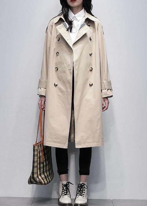 Drune | khaki Plus Size Trenchcoat Arbeit Eingeschnittene gebundene Taille Damenmäntel