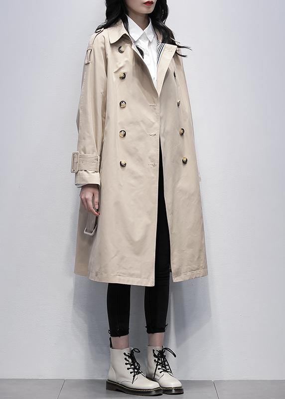 Drune | khaki Plus Size Trenchcoat Arbeit Eingeschnittene gebundene Taille Damenmäntel