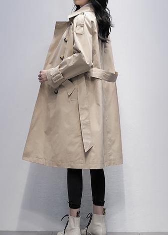 Drune | khaki Plus Size Trenchcoat Arbeit Eingeschnittene gebundene Taille Damenmäntel