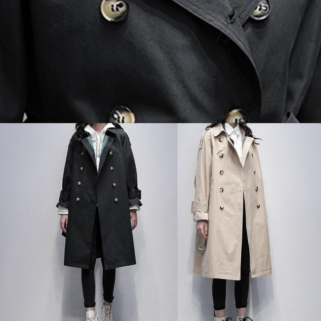 Drune | khaki Plus Size Trenchcoat Arbeit Eingeschnittene gebundene Taille Damenmäntel