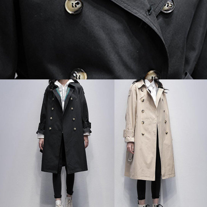 Drune | khaki Plus Size Trenchcoat Arbeit Eingeschnittene gebundene Taille Damenmäntel