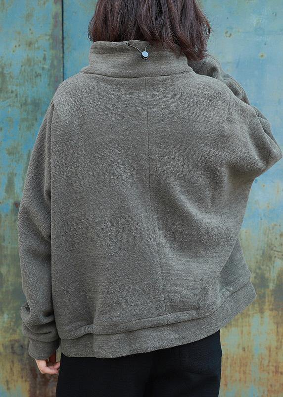 Drune | Reißverschluss Fashion Stehkragen lässige Mäntel Damen armygrün tägliche Oberbekleidung