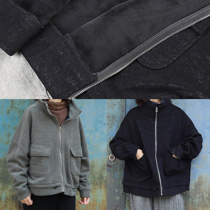 Drune | Reißverschluss Fashion Stehkragen lässige Mäntel Damen armygrün tägliche Oberbekleidung