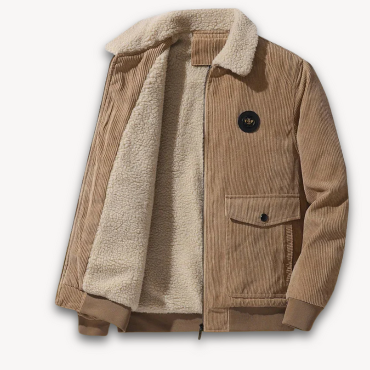 Drune | Herren-Cordjacke mit Sherpa-Futter - Lässiger, warmer Wintermantel mit Fleecekragen