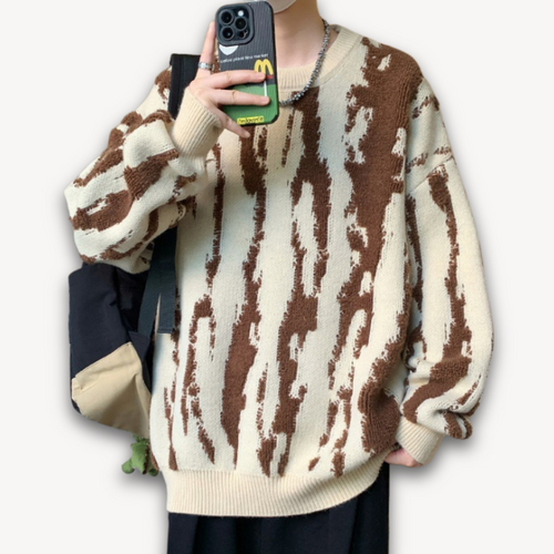 Drune | Herrenpullover aus Merinowolle - Abstraktes Muster, warmer Winterpullover, weicher und leichter Strick, Freizeitkleidung für Erwachsene