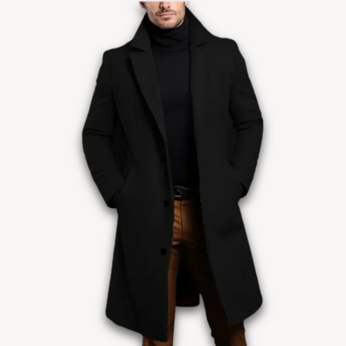 Drune | Langer Herrenmantel - Formeller Wintermantel aus Wollmischung - Slim Fit