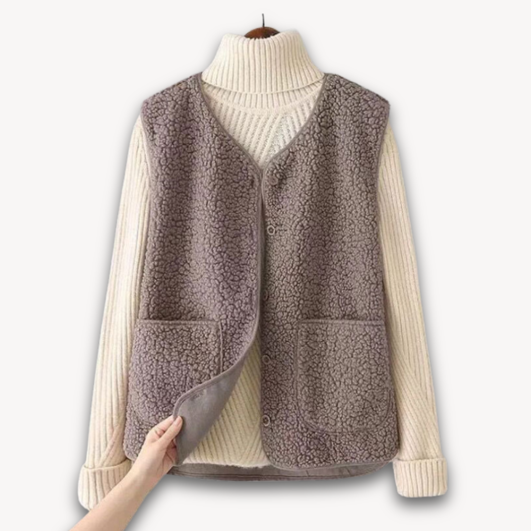 Drune | Sherpa-Fleeceweste für Damen - Weiche, ärmellose Plüschjacke mit Taschen - Lässige Winterkleidung