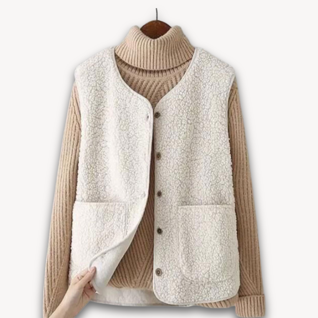 Drune | Sherpa-Fleeceweste für Damen - Weiche, ärmellose Plüschjacke mit Taschen - Lässige Winterkleidung