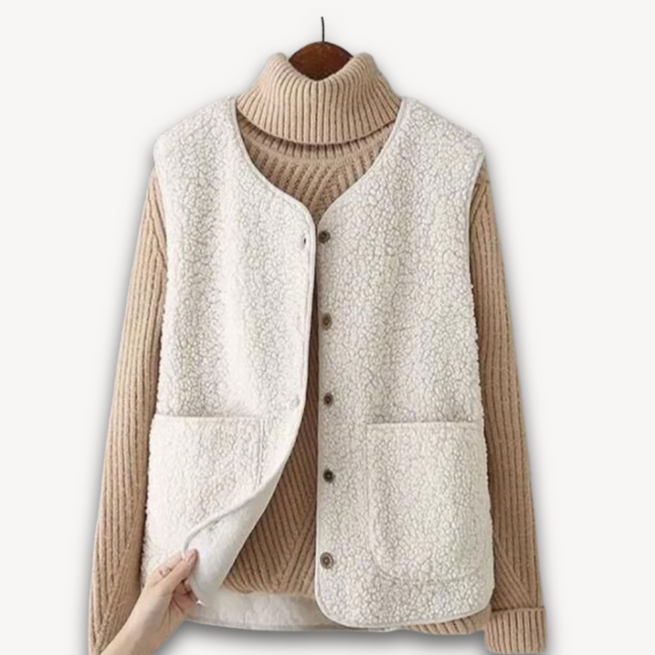 Drune | Sherpa-Fleeceweste für Damen - Weiche, ärmellose Plüschjacke mit Taschen - Lässige Winterkleidung