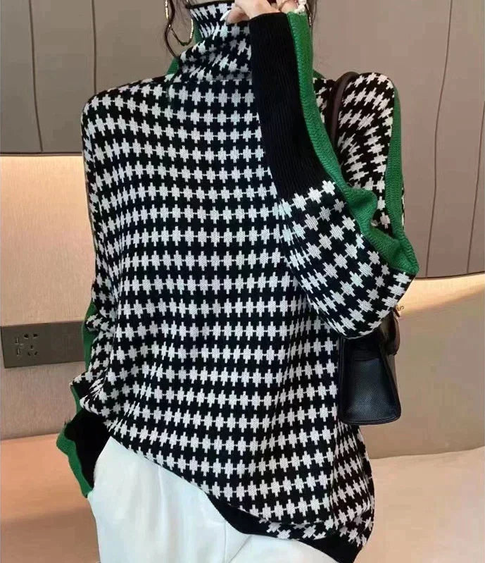 Drune | Eleganter Pullover Mit Schwarz-Weißer Karierter Muster