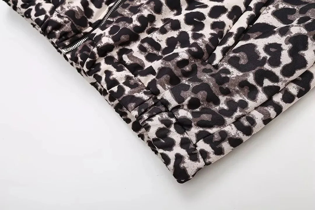 Drune | Bomberjacke Übergröße Reißverschluss Leopardjacke Damenjacke