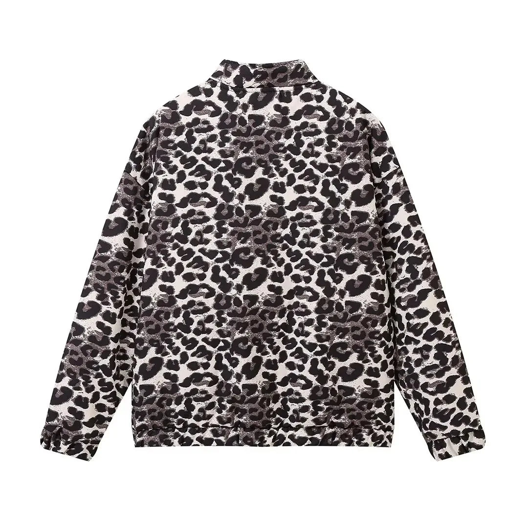 Drune | Bomberjacke Übergröße Reißverschluss Leopardjacke Damenjacke