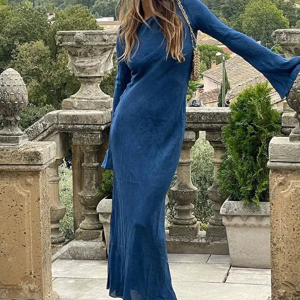 Drune | Elegantes Langes Kleid mit Auslaufenden Ärmeln Maxi