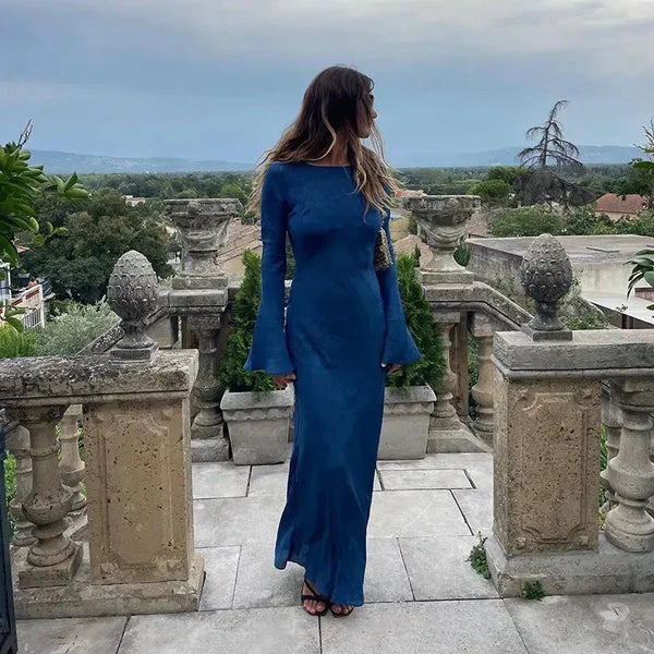 Drune | Elegantes Langes Kleid mit Auslaufenden Ärmeln Maxi