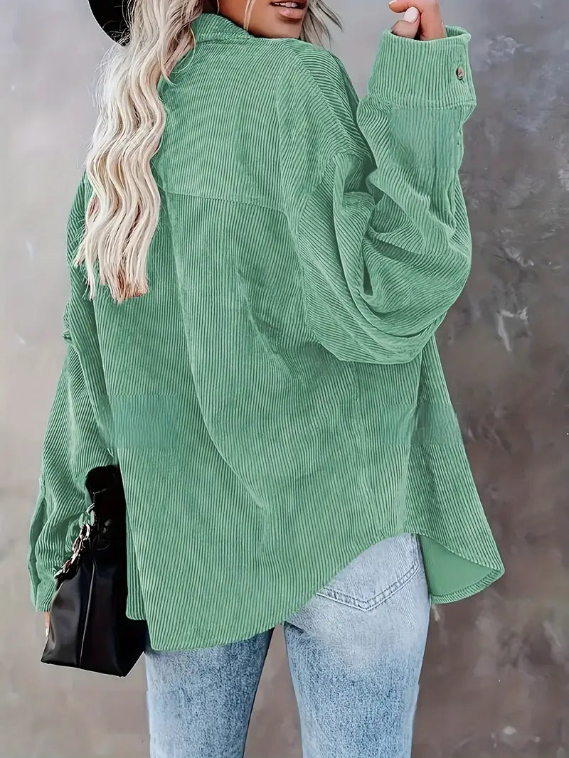 Drune | Cordhosen Hemdbluse mit Knöpfen Leger