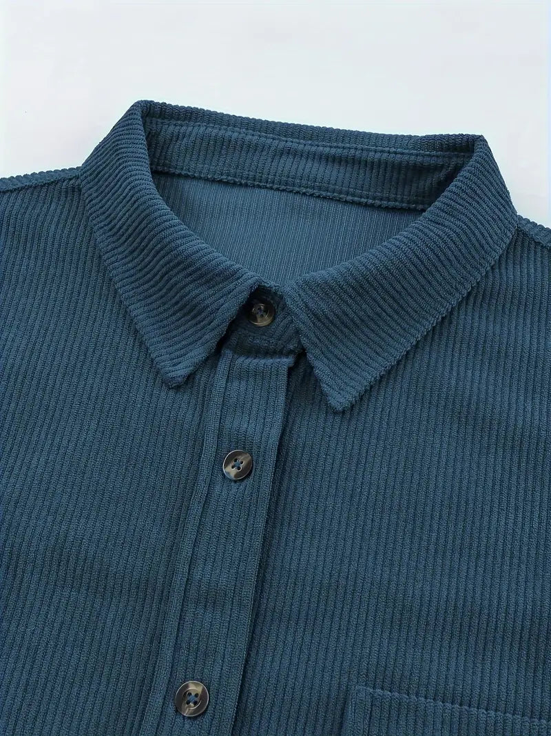 Drune | Cordhosen Hemdbluse mit Knöpfen Leger